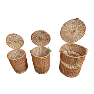 Bamboo <b>Wooden</b> Laundry <b>Basket</b> for Household Usage Rattan Laundry <b>Basket</b> With Cover Dirty Clothes Storage <b>Basket</b> - Product Image 2