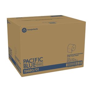 Pacific <b>Blue</b> Basic Standard <b>Roll</b> Embossed 2-Ply Toilet Paper, 4" x 3.8", 550 Sheets/<b>Roll</b>, 80 <b>Rolls</b>/Case (19880/01) - Product Image 5