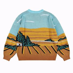 Suéter de punto personalizado OEM ODM para hombre, suéter de punto de manga larga con patrón personalizado, suéter de punto Jacquard informal de gran tamaño - Product Image 2