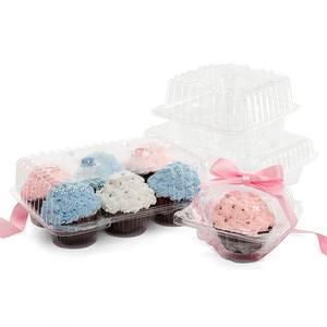 Clear PET Eco-friendly Disposable Clamshell Containers for Cupcakes Muffins Cakes Candies Salads Rectangle Pattern Made PP PVC - Product Image 2