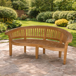 Banco de Banano Bisoepo de Teca Sólida, Duradero, Moderno y Ecológico para Exteriores con Respaldo Curvo para Patio, Villa o Apartamento, al Mejor Precio - Product Image 3