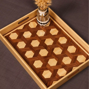 Plateau de service artisanal en os incrusté, motif personnalisé fait main |   Résistant au lave-vaisselle |   Accessoire d'hôtellerie moderne pour la maison - Product Image 1