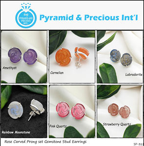 Rose Sculpture Gemme Prong Set Boucles d'Oreilles Grossiste et Fournisseurs - Product Image 3