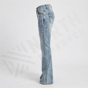 Custom <b>Women's</b> Denim Low Waist Pencil <b>Jeans</b> Seamed Stitched Washed Top Quality Straight Leg Pants <b>Women</b> Fashion Trendy Trousers - Product Image 3