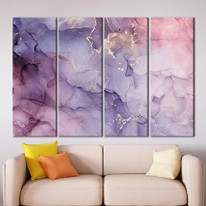 Elegant Modern Wall Art: Purple And Pink Marble Abstract Print Canvas,4P: Gallery <b>Wrapped</b> - Product Image 1