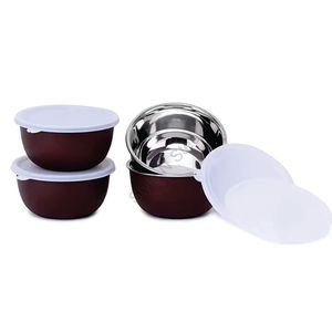 ชุดชามสแตนเลสดีไซเนอร์ระดับพรีเมียมพร้อมฝาพลาสติกและดีไซน์คลาสสิกทันสมัย - Product Image 2