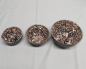 ชามทองแดงทรงกลมดีไซน์กระจกสีทองและสีเงิน - Product Image 1