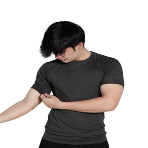 T-shirt de compression gris 65% micro polyester 35% élasthanne Étiquette personnalisée Été Homme Fitness Séchage rapide Gym Athlétique Séchage rapide - Product Image 3