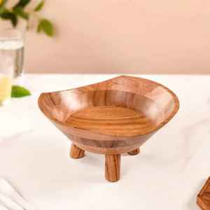 Juego de Servicio de Madera Orgánica Rústica para Mesa de Comedor, Tazón para Ensalada de Madera de Mango con Forma Única de Marquesa y Juego de Servidores de Madera a Juego - Product Image 1