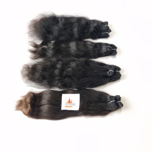 Venta al por mayor 100% de cutículas alineadas indio humano extensiones mujeres color natural procesado químicamente recto negro 100% virgen - Product Image 4