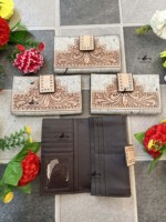 Dompet Kulit Sapi Asli Ukiran Tangan, Tas Selempang, Tempat Ponsel, Desain Baru, Multifungsi, Dompet Kulit Gaya Barat