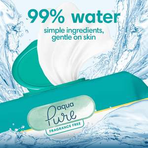 Pampers Baby Wipes Aqua Pure, 99% lingettes à base d'eau, lingettes hypoallergéniques et non parfumées pour bébé, 672 lingettes au total - Product Image 2