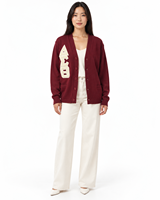 Cardigan en tricot à col en V pour femme, brodé, à manches longues, boutonné sur le devant, pull personnalisé avec logo pour l'automne, idéal pour les sororités et les universités