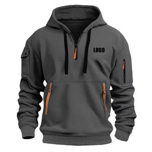 Sweats à capuche et sweat-shirts de haute qualité avec fermeture éclair décontractée coupe ample poches multiples motif imprimé col à capuche - Product Image 1