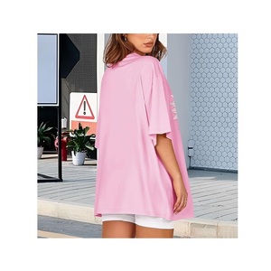 Nueva Llegada, Servicio OEM, Camiseta Casual para Mujer, 100% Algodón, Estampado Digital, Talla Grande, Media Manga, Hombros Caídos - Product Image 6