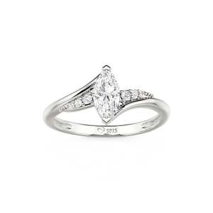 Anillo de Compromiso Jeulia de Plata de Ley con Corte Marquise para Aniversario - Product Image 3
