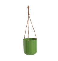 Pot suspendu noir en métal avec corde en jute naturelle résistante, design moderne élégant, pot suspendu décoratif