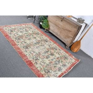 Alfombra turca Vintage Beige rojo 3,8 X 6.6ft área grande diseño de retazos de lana para pasillo dormitorio látex habitación perfecta alfombra de noche - Product Image 4