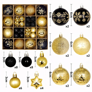 Set di 44 Palline di Natale di Lusso, Ornamenti in Plastica di Alta Qualità da 8 cm con Finitura Simil-Cristallo, Dettagli Artigianali, Confezionati in Scatole - Product Image 1