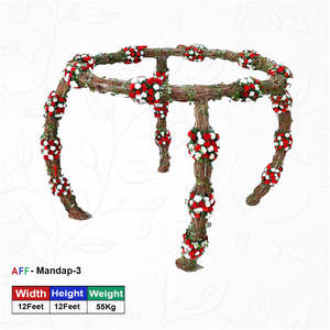 Mandap de mariage floral rustique artificiel avec décoration florale rouge et blanche en bois, hauteur 5-6 pieds, largeur supérieure à 6 pieds, NOUVELLE ARRIVÉE - Product Image 1