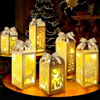 6 lanternes en papier lumineuses en forme de bonhomme de neige et de cerf, boîtes de centre de table scintillantes, pays des merveilles d'hiver, décoration de fête de Noël, décoration de la maison