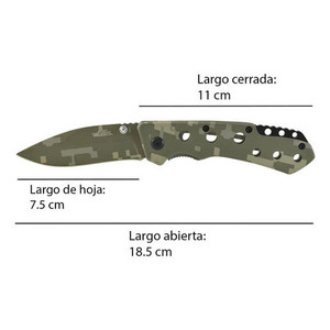 Coltello con blocco di sicurezza Wallis K900609 - Verde mimetico in acciaio inossidabile, durezza 48-52 - Product Image 2