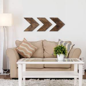 Rustique Brun Bois Flèche Décoration Murale Salon Décoratif Flèche Chevrons Lot de 3 - Product Image 2