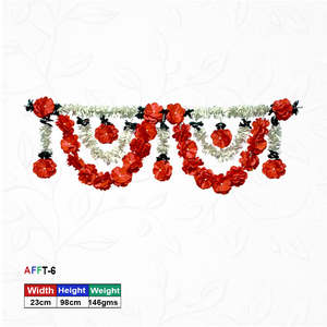 <b>Artificial</b> <b>Flower</b> Factory Plastic Woven Red and White Mixed Floral Toran Door Hanging for Wedding and Home Decoration - Product Image 1