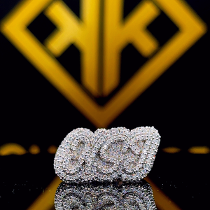 Iced Out <b>Ring</b>,Custom Round Cut Moissanite Letter <b>Ring</b>,<b>Initial</b> Finger <b>Rings</b>,Hip Hop Jewelry for Men,Personalized Jewelry - Product Image 1