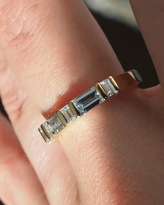 Half Eternity Baguette Moissanite Wedding Band 1.00 Ctw Baguette Cut Engagement <b>Ring</b> Yellow <b>Gold</b> Diamond Bridle Steel Jewelry - Product Image 5