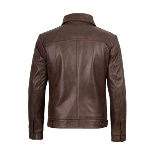 Veste en cuir pour homme, prix avantageux, manches longues, logo personnalisé, col montant, logo sur le devant, imperméable, streetwear, coupe-vent - Product Image 3