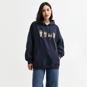 Broderie personnalisée, nouveau design, sweat à capuche pour femme, hiver, manches longues, surdimensionné, logo sur le devant, coton respirant - Product Image 1