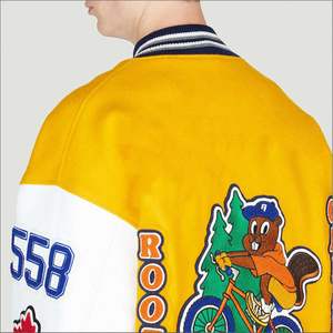 Chaqueta universitaria con estampado bordado personalizado para hombre, cuello levantado, estilo callejero, precio razonable a la venta - Product Image 5