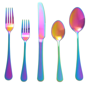 Ensemble de couverts en acier inoxydable multicolore, vaisselle en gros, couverts pour événements de mariage, couteau à dîner, cuillère, fourchette, décoration pour restaurant et maison - Product Image 1