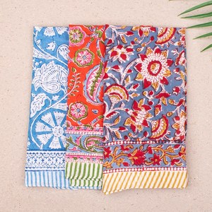 Bohemian Cotton Bandana <b>Scarf</b> Set Of Three With Traditional Print Design - Product Image 1