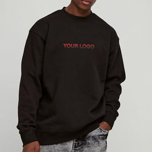 Sudadera de cuello redondo de algodón 100% con logotipo en relieve personalizado de alta calidad para hombre, sudaderas con capucha y sudadera de invierno cálidas de peso pesado de talla grande - Product Image 4