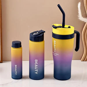 Bouteille d'eau Myrva Gradient 500 ml avec paille et couvercle rabattable sans BPA pour le bureau, le camping, la randonnée, design moderne unisexe - Product Image 3