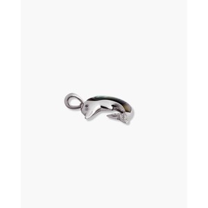 Pendentif breloque dauphin plaqué rhodium avec perle, diamant et zircon - Product Image 4