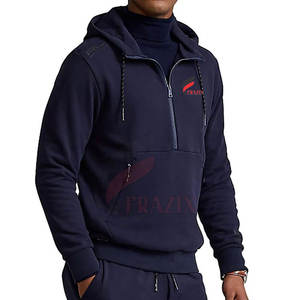 เสื้อฮู้ดดี้ผู้ชายคุณภาพสูง ซิปครึ่งตัว ผ้าฝ้าย 100% สีพื้น สำหรับฤดูหนาว ขายส่งจากโรงงาน รับออกแบบตามสั่ง - Product Image 2