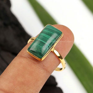 Fabricants en gros Bague en malachite naturelle Argent sterling 925 Bijoux minimalistes bohèmes fins pour cadeau de mariage ou d'anniversaire - Product Image 1