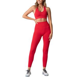 Conjunto de Yoga sin costuras de secado rápido para mujer, Reversible Sujetador deportivo, mallas, camisetas deportivas transpirables, pantalones, patrón sólido XS - Product Image 2