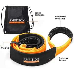 Correa de <span class=keywords><strong>Remolque</strong></span> de Emergencia AMBITION de 3 Pulgadas x 8 Pies, Resistencia a la Rotura de 36000 Libras, Cuerda de Extensión para Cabrestante con Bolsa de Transporte - Product Image 1