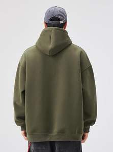 Sweats à capuche décontractés pour hommes 100% coton hiver motif solide poche coupe ample manches longues sweats à capuche - Product Image 5