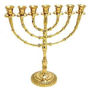Ménorah en laiton de style traditionnel offrant une élégance équilibrée pour l'allumage annuel des bougies de Hanoucca - Product Image 2