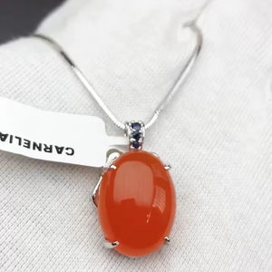 จี้เงิน925สเตอร์ลิงประดับพลอยคาร์เนเลี่ยนธรรมชาติคุณภาพระดับ AAA ดีไซน์ไม่ซ้ำใครสวยงามมากและเหมาะสำหรับทุกโอกาส - Product Image 4