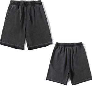 Shorts en velours côtelé délavé pour homme, 100 % coton, couleur unie personnalisable, respirant, coupe ample, style hip-hop streetwear, élastique - Product Image 4