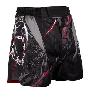 Pantalones cortos de MMA de poliéster sublimados, transpirables, de secado rápido, con cintura elástica, para entrenamiento en el gimnasio. - Product Image 3