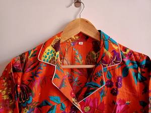 ชุดนอนผ้าฝ้ายออร์แกนิกพิมพ์ลายนกสีส้มสำหรับผู้หญิงชุดเพื่อนเจ้าสาวเซ็กซี่ระบายอากาศได้ดีมีขนาดพิเศษ - Product Image 5