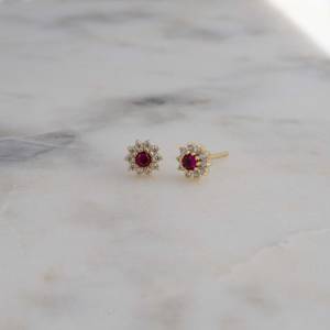 Boucles d'oreilles clous en argent sterling 925 plaqué or avec pierres de zirconium cubique blanches, bijoux tendance haut de gamme pour femmes, cadeau - Product Image 2