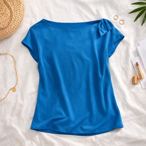 Blusa Túnica Elegante y Sencilla para Mujer con un Solo Hombro y Lazada - Product Image 1